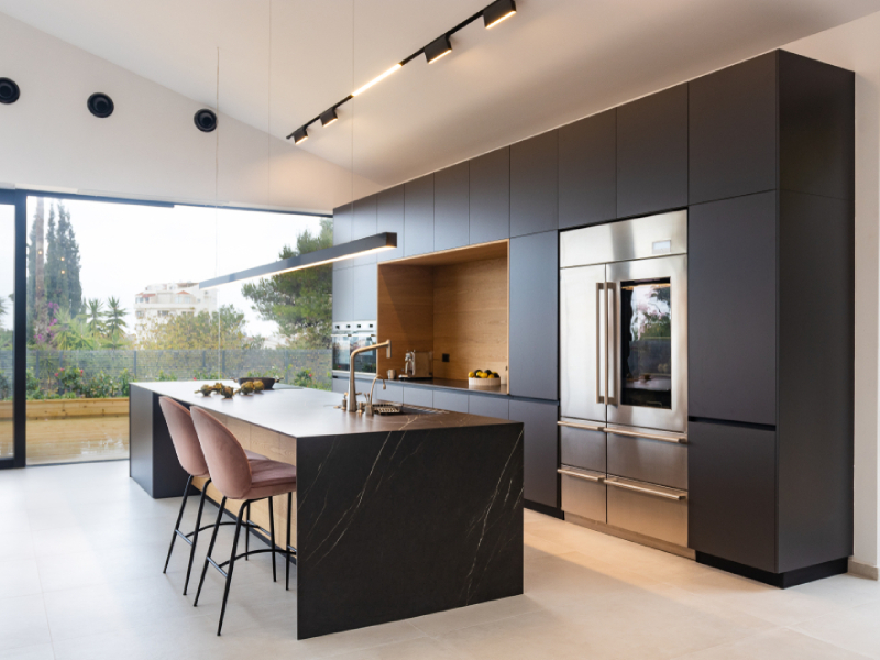 black modular kitchen interior