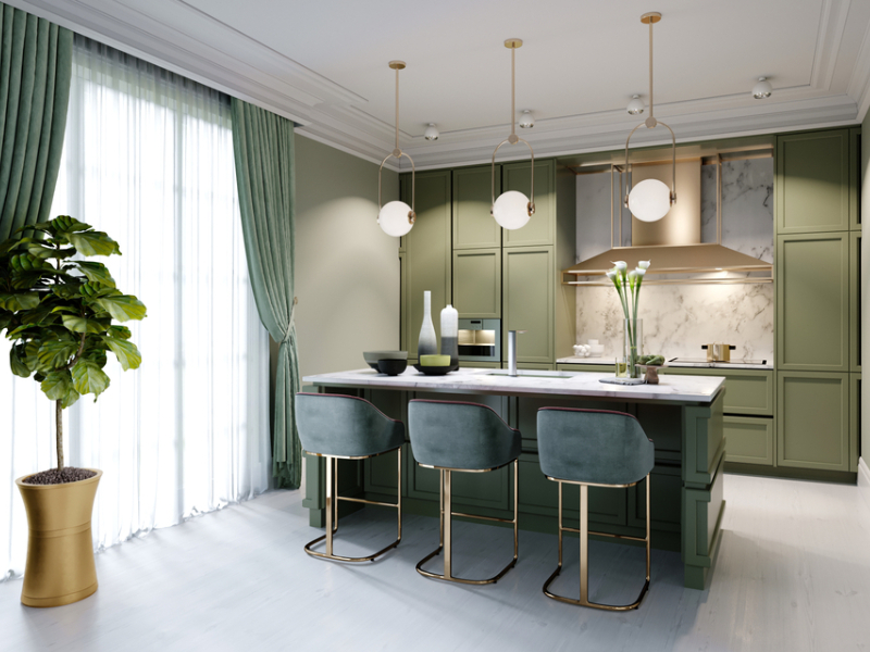 green full cabinet interior design